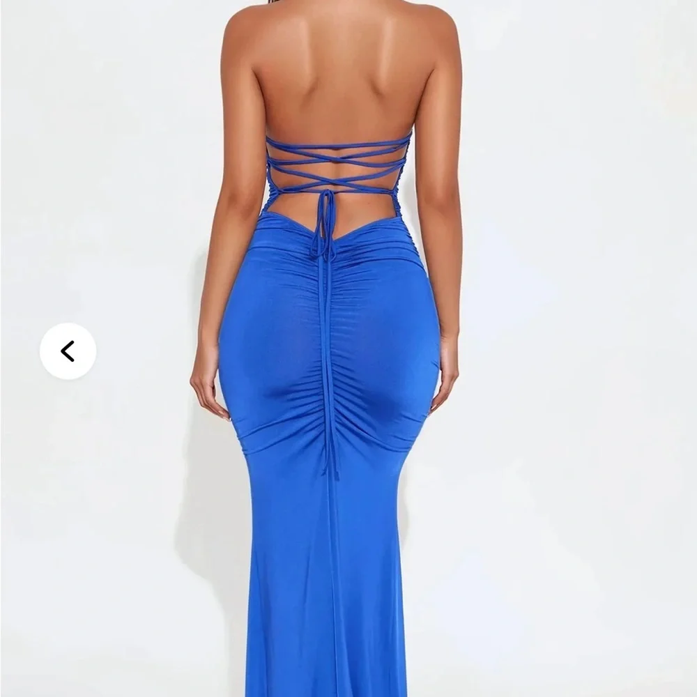 Elegant Strapless Blue Evening Dress
